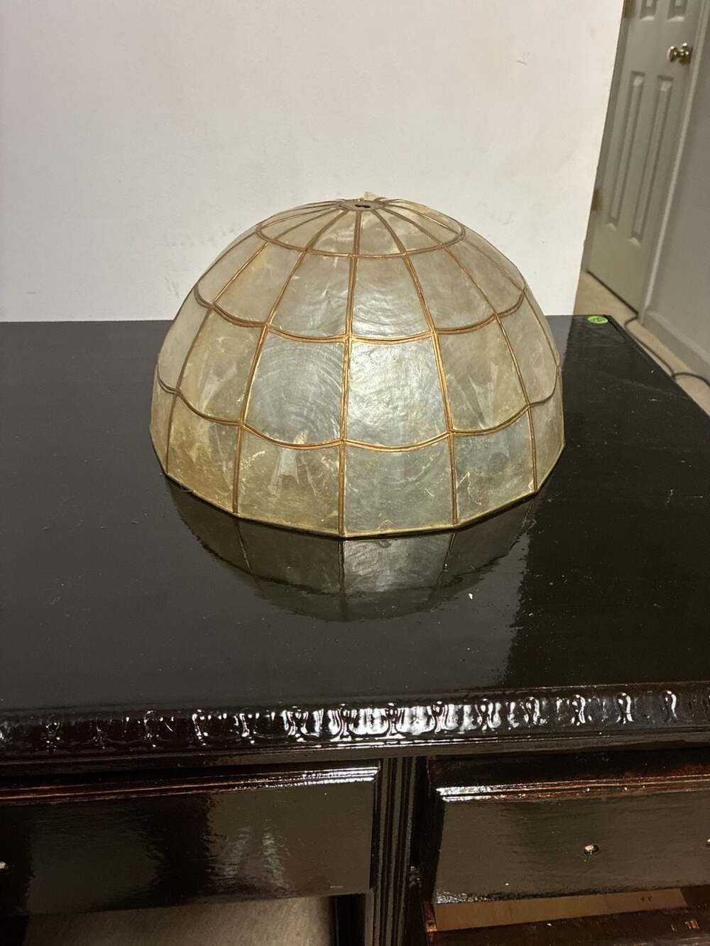 Vintage Capiz Shell and Brass Dome Lamp Shade